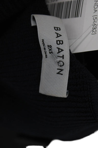 Babaton Womens Black Cropped Tank Square Neck Nylon Top Size 2XS