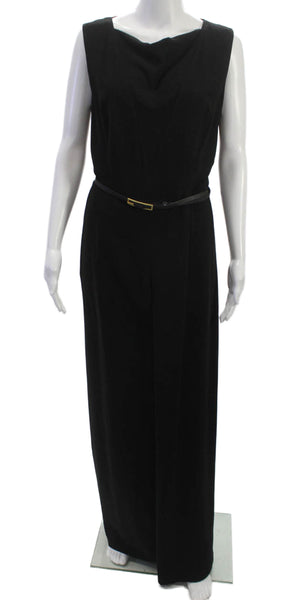 Escada Womens Black Sleeveless Cowl Neck Jumpsuit Triacetate Zip Size 38