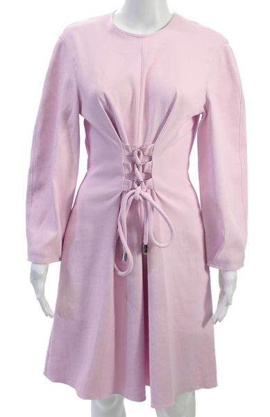 Tibi Womens A-Line Dress Pink Long Sleeve Knee Length Zip Size 6