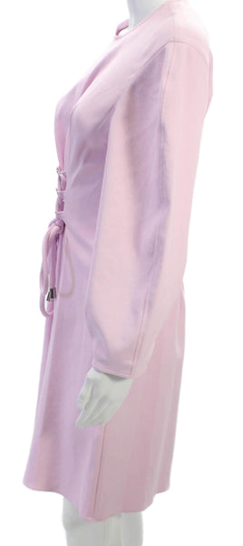 Tibi Womens A-Line Dress Pink Long Sleeve Knee Length Zip Size 6