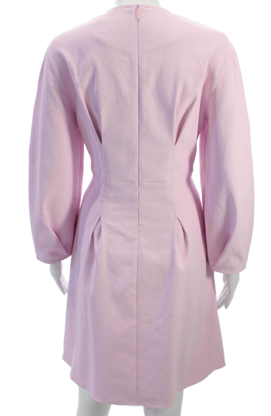 Tibi Womens A-Line Dress Pink Long Sleeve Knee Length Zip Size 6