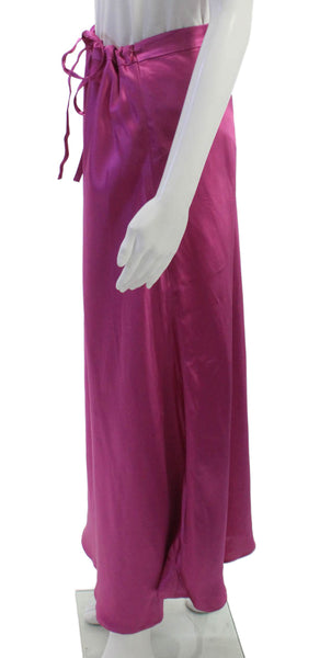 Les Coyotes De Paris Women Maxi Skirt Pink Viscose Drawstring Size 42