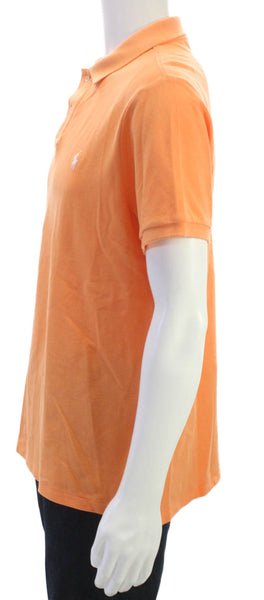 Polo Ralph Lauren Mens Short Sleeve Collared Knit Polo Shirt Orange Size Large