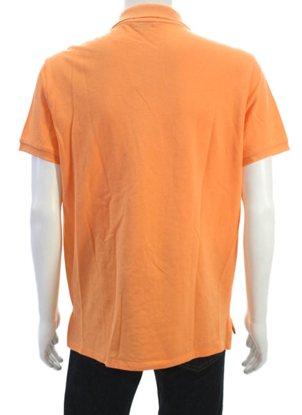 Polo Ralph Lauren Mens Short Sleeve Collared Knit Polo Shirt Orange Size Large