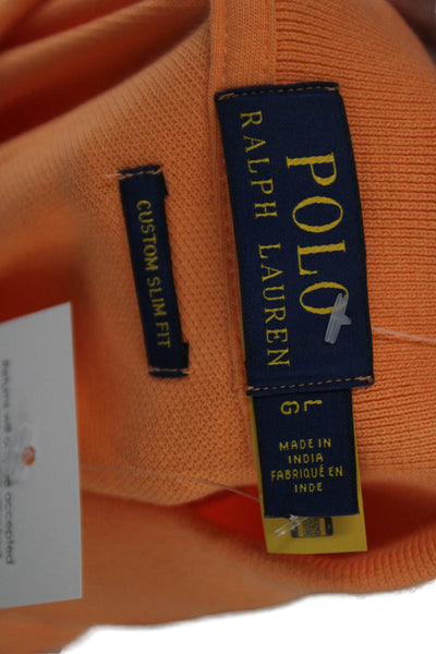 Polo Ralph Lauren Mens Short Sleeve Collared Knit Polo Shirt Orange Size Large