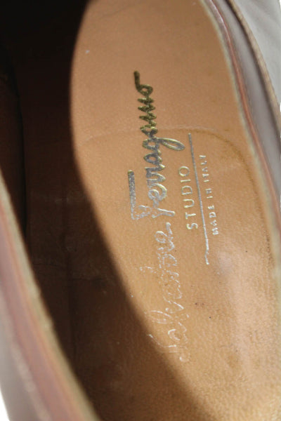 Salvatore Ferragamo Mens Lace Up Leather Cap Toe Oxfords Brown Size 10.5EE
