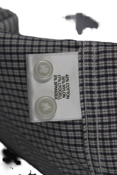 Peter Millar Men Dress Shirt Gray Cotton Check Long Sleeve Button Up Size XL
