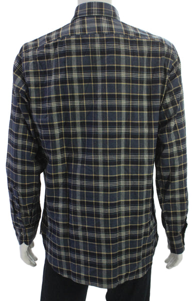 Giannetto Mens Cotton Collar Long Sleeve Button Down Shirt Blue Size L