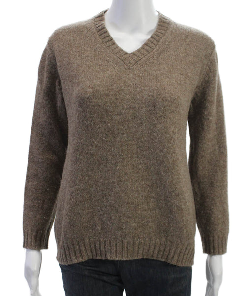Heidi Wynne Womens Lambswool V-Neck Pullover Brown Long Sleeve Size XS