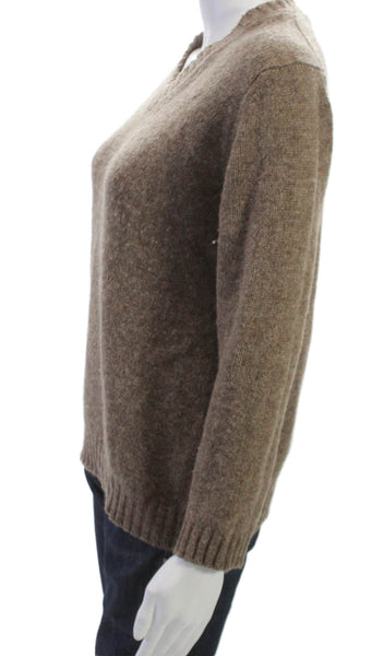 Heidi Wynne Womens Lambswool V-Neck Pullover Brown Long Sleeve Size XS