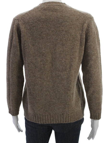 Heidi Wynne Womens Lambswool V-Neck Pullover Brown Long Sleeve Size XS