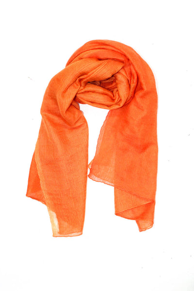 Hermes Womens Woven Voile Lightweight Silk Cashmere Scarf Orange 80"