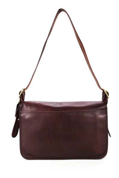 Coach  Burgundy Leather Front Flap Shoulder Handbag