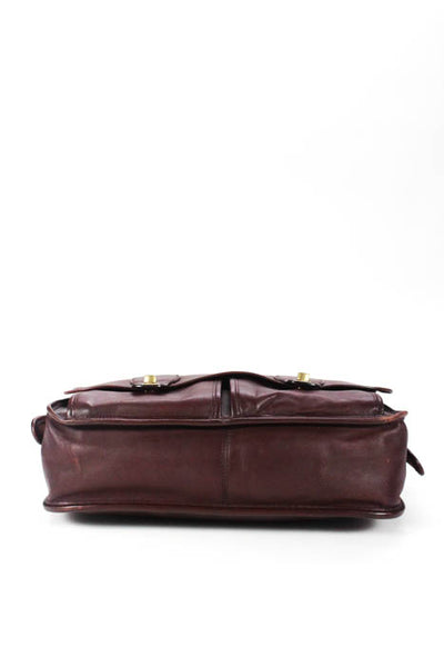 Coach  Burgundy Leather Front Flap Shoulder Handbag