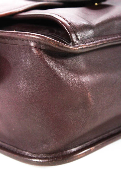 Coach  Burgundy Leather Front Flap Shoulder Handbag