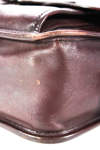 Coach  Burgundy Leather Front Flap Shoulder Handbag