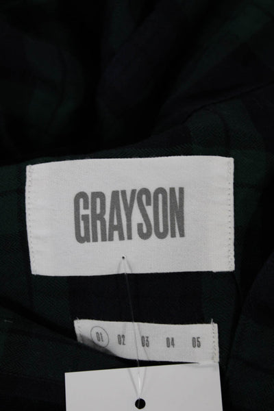 Grayson Women Green Plaid Collared Button-Up Lyocell Long Sleeve Size 1