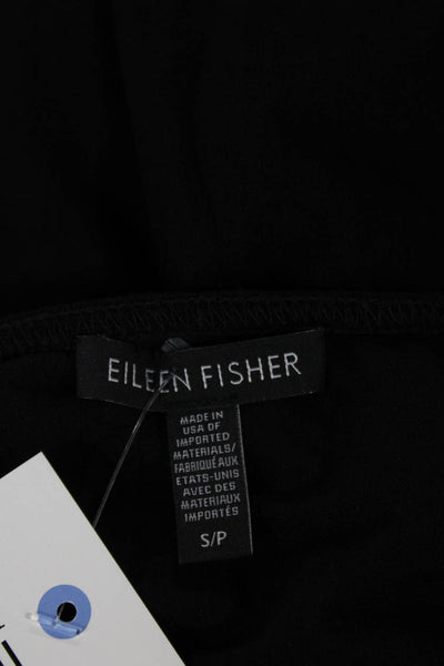 Eileen Fisher Women Tunic Blouse Black Crew Neck Long Sleeve Petite Size S