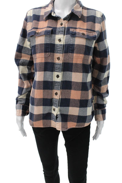 Patagonia Womens Blue Plaid Organic Cotton Button-Up Long Sleeve Size M