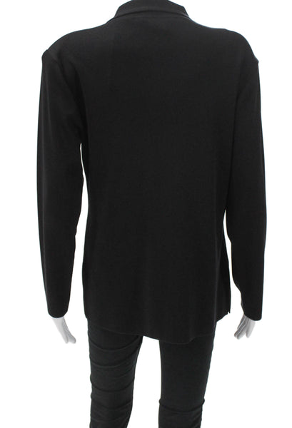 Exclusively Misook Women Basic Jacket Black Acrylic Collared Long Sleeve Size S