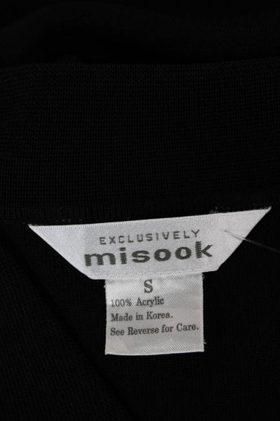 Exclusively Misook Women Basic Jacket Black Acrylic Collared Long Sleeve Size S