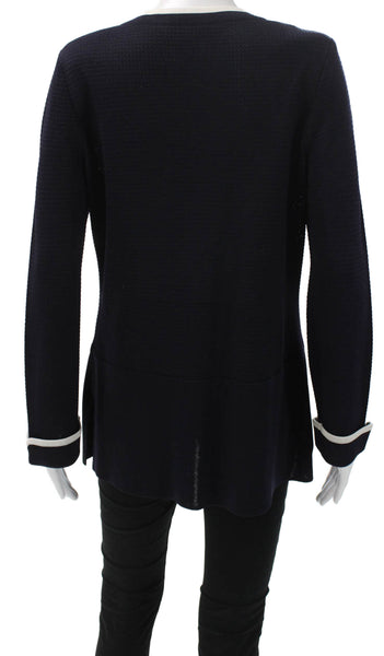 Exclusively Misook Womens Cardigan V-Neck Blue Acrylic Size S