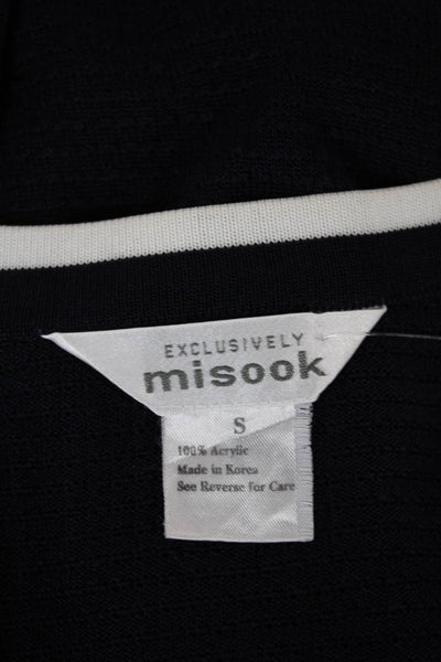 Exclusively Misook Womens Cardigan V-Neck Blue Acrylic Size S