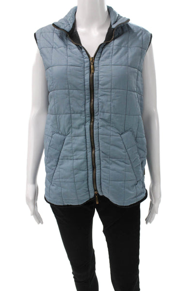 Barbour Womens Quilted Vest Blue Zip Polyamide Sleeveless Size S
