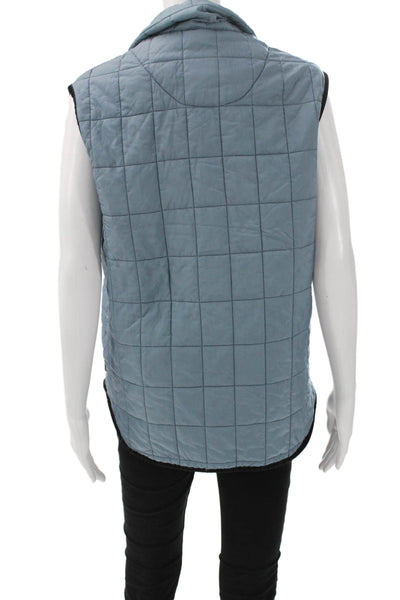 Barbour Womens Quilted Vest Blue Zip Polyamide Sleeveless Size S