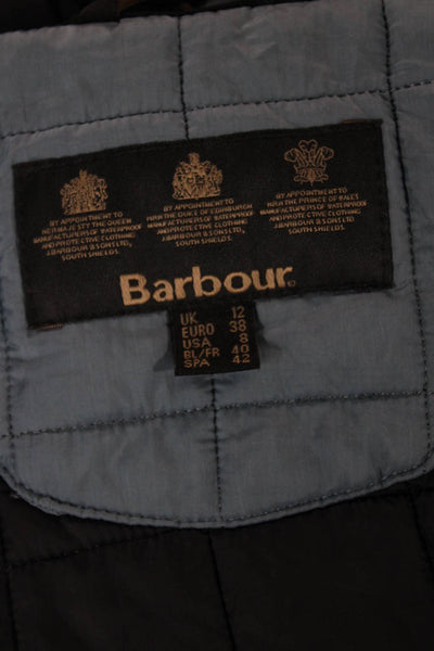 Barbour Womens Quilted Vest Blue Zip Polyamide Sleeveless Size S