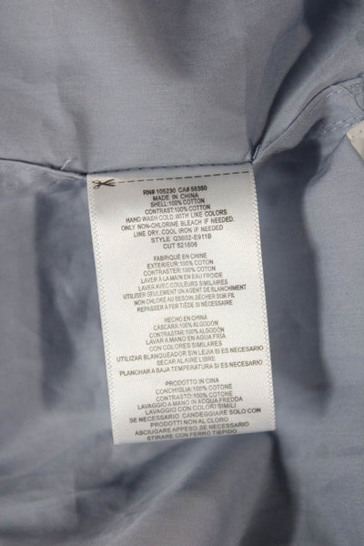 Equipment Femme Women Tunic Button-Up Collared Long Sleeve Cotton Blue Size M