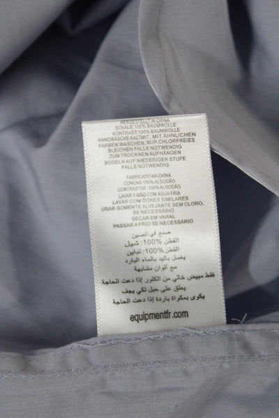 Equipment Femme Women Tunic Button-Up Collared Long Sleeve Cotton Blue Size M
