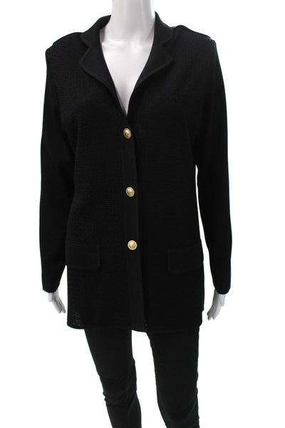 Exclusively Misook Womens Black Button Cardigan Long Sleeve Size S
