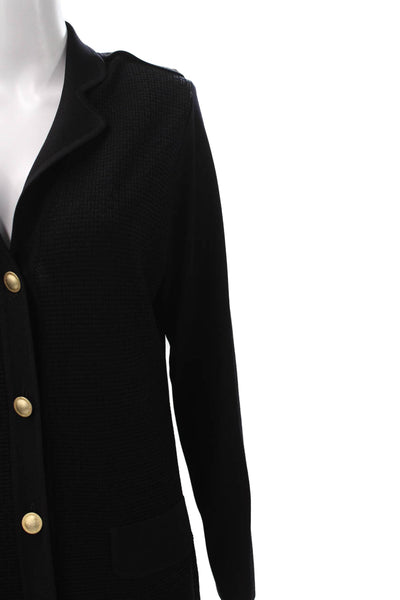Exclusively Misook Womens Black Button Cardigan Long Sleeve Size S