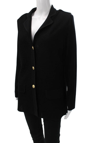 Exclusively Misook Womens Black Button Cardigan Long Sleeve Size S