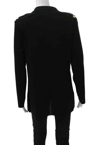 Exclusively Misook Womens Black Button Cardigan Long Sleeve Size S