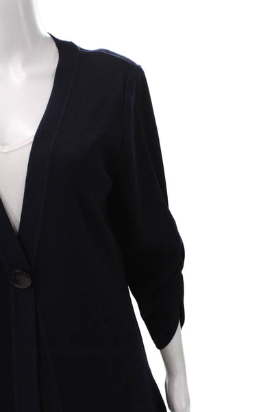 Exclusively Misook Womens Cardigan V-Neck 3/4 Sleeve Solid Blue Acrylic Size S