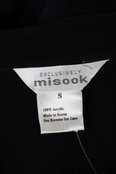 Exclusively Misook Womens Cardigan V-Neck 3/4 Sleeve Solid Blue Acrylic Size S