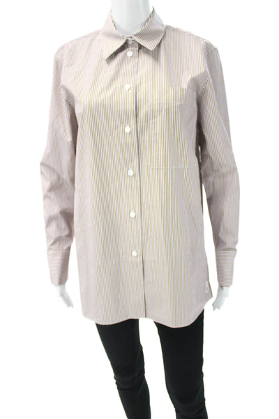 Lafayette 148 New York Womens Striped Cotton Button-Up Long Sleeve Size S