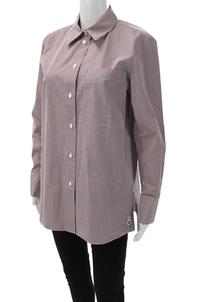 Lafayette 148 New York Womens Striped Cotton Button-Up Long Sleeve Size S