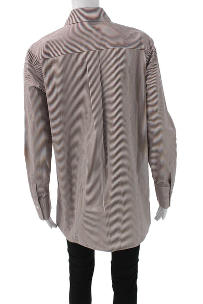 Lafayette 148 New York Womens Striped Cotton Button-Up Long Sleeve Size S