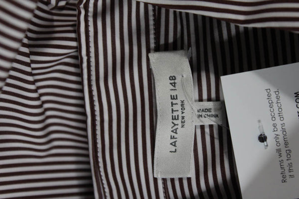 Lafayette 148 New York Womens Striped Cotton Button-Up Long Sleeve Size S