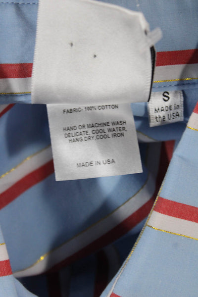 Finley Womens Blue Striped Cotton Collared Button Up Tunic Long Sleeve Size S