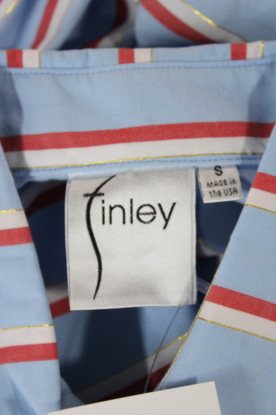 Finley Womens Blue Striped Cotton Collared Button Up Tunic Long Sleeve Size S