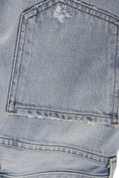 Agolde Womens Button Fly High Rise Distressed Cropped Jeans Blue Denim Size 23