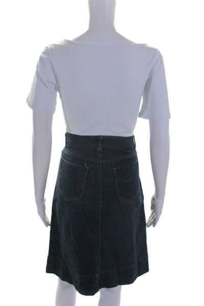 Theory Womens Blue Medium Wash Cotton Knee Length Denim Skirt Size 8