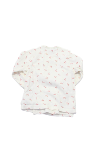 Bonpoint Childrens Girls Cherry Print Pajama Set White Pink Size 6 Months