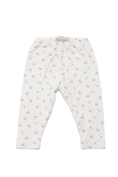 Bonpoint Childrens Girls Cherry Print Pajama Set White Pink Size 6 Months