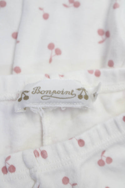 Bonpoint Childrens Girls Cherry Print Pajama Set White Pink Size 6 Months