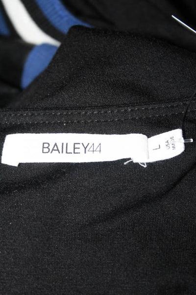 Bailey 44 Black Faux Leather Crew Neck Long Sleeve Drop Waist Dress Size Large